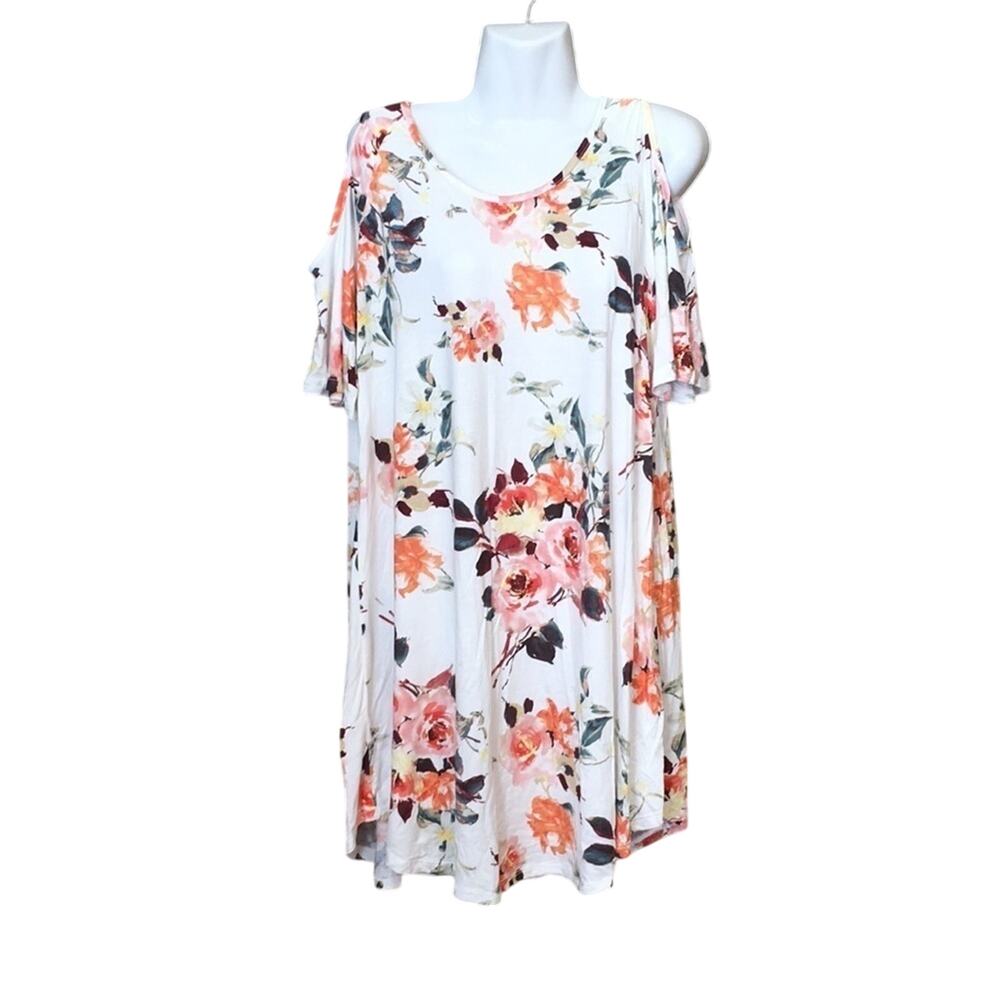 Boutique Flowy Floral Cold Shoulder Dress Large